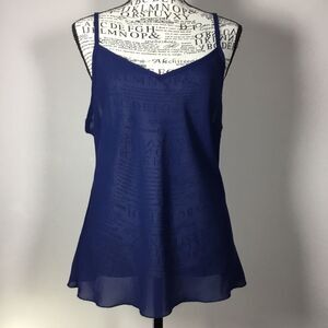 Semi sheer navy blue adjustable spaghetti strap camisole size Medium